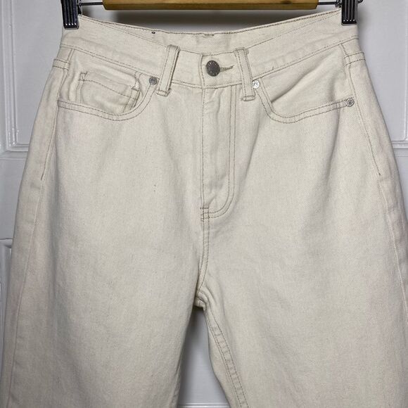 UNIF High Rise Straight Leg 5-Pocket Jeans in Ivory Neutral Size 26 - Picture 3 of 14